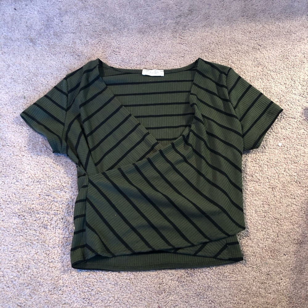 Striped crossover crop top